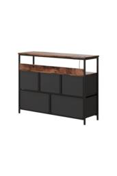 H&O Direct 5-Drawer Metal Frame Chest of Drawers Storage Cabinet with Power Strip in Brown - thumbnail 8