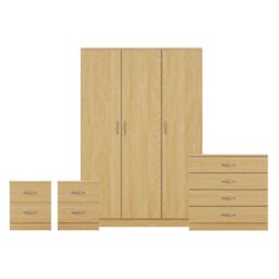 Home Discount Vida Designs 4Pc Bedroom Set 2xBedside Chest, 5 Drawer Chest, Wardrobe in Brown - thumbnail 8