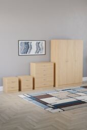 Home Discount Vida Designs 4Pc Bedroom Set 2xBedside Chest, 5 Drawer Chest, Wardrobe in Brown - thumbnail 1