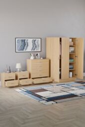 Home Discount Vida Designs 4Pc Bedroom Set 2xBedside Chest, 5 Drawer Chest, Wardrobe in Brown - thumbnail 2