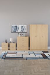 Home Discount Vida Designs 4Pc Bedroom Set 2xBedside Chest, 5 Drawer Chest, Wardrobe in Brown - thumbnail 4