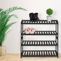 Keplin 4-Tier Bamboo Shoe Rack - Wooden Shoe Organiser with Large Capacity in Black - thumbnail 7