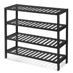 Keplin 4-Tier Bamboo Shoe Rack - Wooden Shoe Organiser with Large Capacity in Black