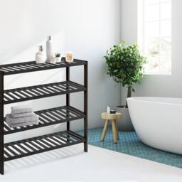 Keplin 4-Tier Bamboo Shoe Rack - Wooden Shoe Organiser with Large Capacity in Black - thumbnail 6