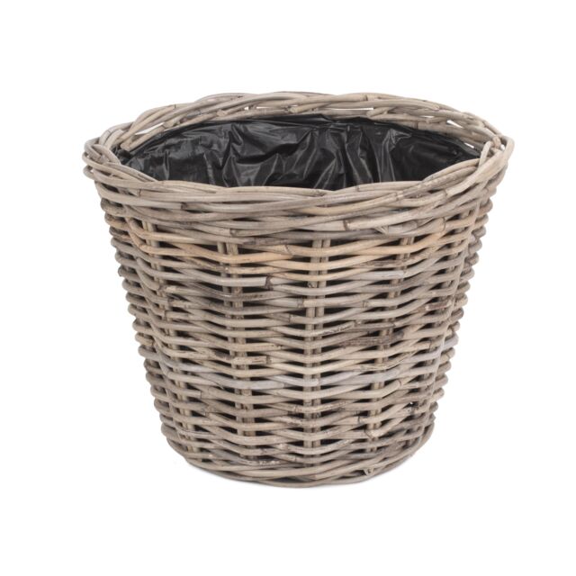 Red Hamper Rattan Tapered Rattan Round Planter with Plastic Lining in Brown - Size: Large - image 1