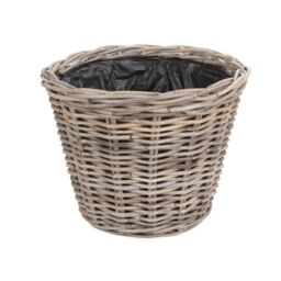 Red Hamper Rattan Tapered Rattan Round Planter with Plastic Lining in Brown - Size: Large - thumbnail 1
