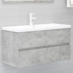Berkfield Home Sink Cabinet with Built-in Basin Concrete Grey Engineered Wood - thumbnail 1