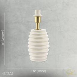 Happy Homewares Modern Gloss Ceramic Table Lamp Base with Deep Rippled Grooves in White - thumbnail 6
