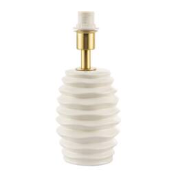 Happy Homewares Modern Gloss Ceramic Table Lamp Base with Deep Rippled Grooves in White