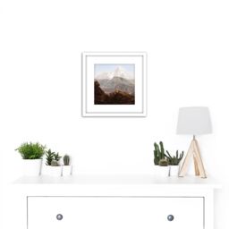 Artery8 Johan Christian Dahl Der Watzmann 8X8 Inch Square Wooden Framed Wall Art Print Picture with Mount in White - thumbnail 2