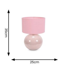 ValueLights Bosco Natural Stone Globe Ceramic Table Lamp with Fabric Lamp Shade & LED Bulb in Pink - thumbnail 4