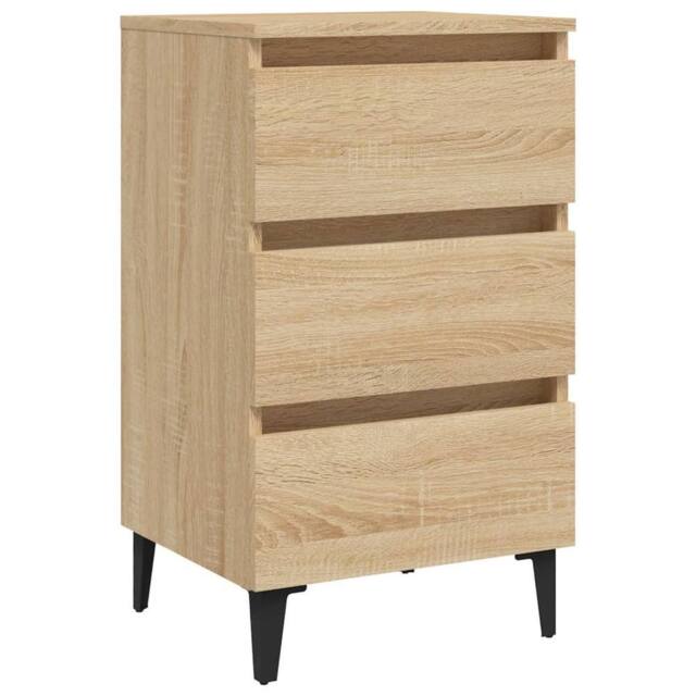 Berkfield Home Bed Cabinet with Metal Legs Sonoma Oak 40x35x69 cm in Light Brown - Size: 40 x 35 x 69 cm - image 1