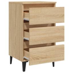 Berkfield Home Bed Cabinet with Metal Legs Sonoma Oak 40x35x69 cm in Light Brown - Size: 40 x 35 x 69 cm - thumbnail 7