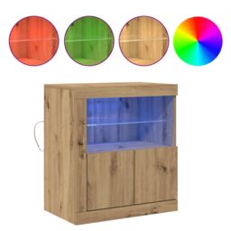 Berkfield Home Sideboard with LED Lights Artisan Oak 60, 5x37x67 cm in Brown - Size: 5 x 37 x 67 cm - thumbnail 4