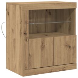 Berkfield Home Sideboard with LED Lights Artisan Oak 60, 5x37x67 cm in Brown - Size: 5 x 37 x 67 cm - thumbnail 2
