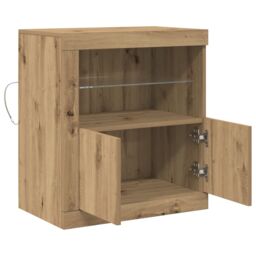 Berkfield Home Sideboard with LED Lights Artisan Oak 60, 5x37x67 cm in Brown - Size: 5 x 37 x 67 cm - thumbnail 6