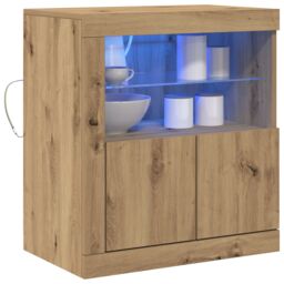 Berkfield Home Sideboard with LED Lights Artisan Oak 60, 5x37x67 cm in Brown - Size: 5 x 37 x 67 cm - thumbnail 3