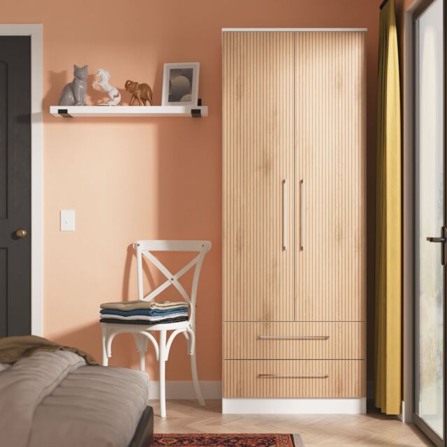 Ready Assembled 2 U Gloucester 2 Door 2 Drawer Wardrobe (Ready Assembled) in White - image 1