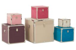 Orsina Set of 6 Multicoloured Square Trunks, Lightweight & Durable Modern Storage Trunks, Wooden Storage Trunks - thumbnail 2