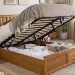 Aspire Hampton Wooden Ottoman Storage Bed Shaker Style White/Natural in Natural - Size: Small Double - thumbnail 4