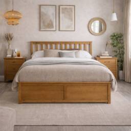 Aspire Hampton Wooden Ottoman Storage Bed Shaker Style White/Natural in Natural - Size: Small Double - thumbnail 3