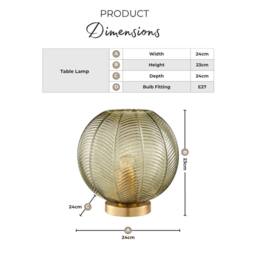 FurnitureboxUK Nadine Small Green Glass Globe Table Lamp - thumbnail 9