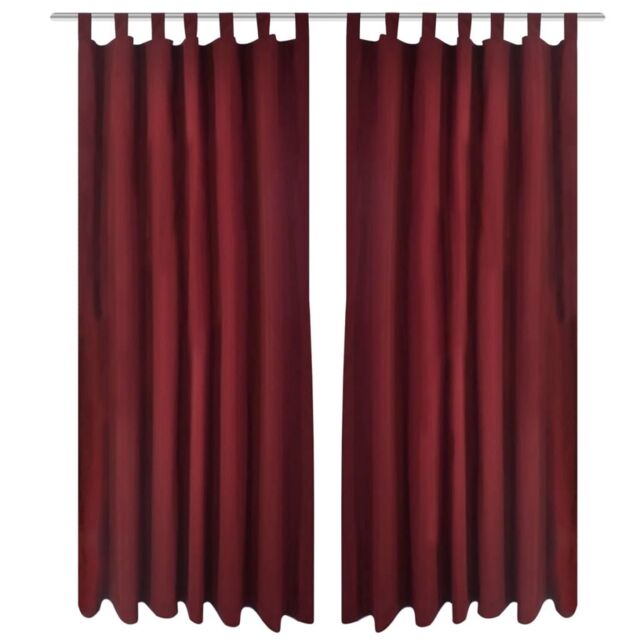 Berkfield Home 2 pcs Bordeaux Micro-Satin Curtains with Loops 140 x 225 cm in Red - image 1