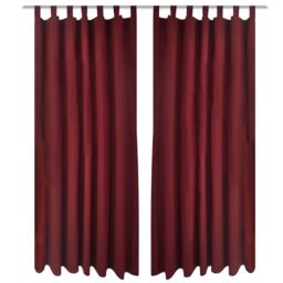Berkfield Home 2 pcs Bordeaux Micro-Satin Curtains with Loops 140 x 225 cm in Red - thumbnail 1