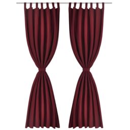 Berkfield Home 2 pcs Bordeaux Micro-Satin Curtains with Loops 140 x 225 cm in Red - thumbnail 2