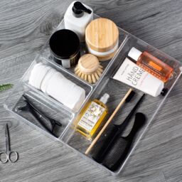 LIVIVO 4-Compartment Clear Drawer Organiser Tray (30.6x30.6x5.5cm) - Size: 30.6x30.6x5.5 cm - thumbnail 3