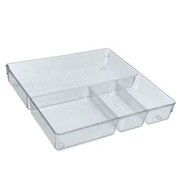 LIVIVO 4-Compartment Clear Drawer Organiser Tray (30.6x30.6x5.5cm) - Size: 30.6x30.6x5.5 cm - thumbnail 5
