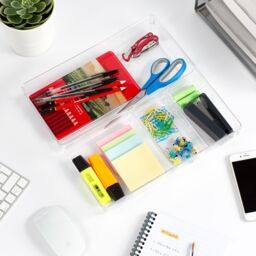 LIVIVO 4-Compartment Clear Drawer Organiser Tray (30.6x30.6x5.5cm) - Size: 30.6x30.6x5.5 cm - thumbnail 2
