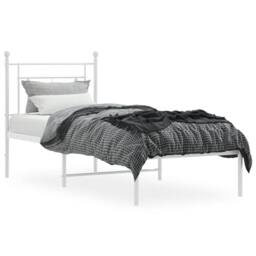 Berkfield Home Metal Bed Frame without Mattress with Headboard White 75x190cm - Size: 75x190 cm - thumbnail 3