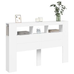 Berkfield Home LED Headboard White 160x18.5x103.5 cm Engineered Wood - thumbnail 4