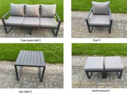 Fimous Aluminum 10-Seater Dining Set with Lifting Table & 2 Side Tables in Dark Grey - thumbnail 3