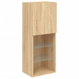 Berkfield Home 4 Piece TV Wall Units with LED Sonoma Oak Engineered Wood in Brown - thumbnail 9