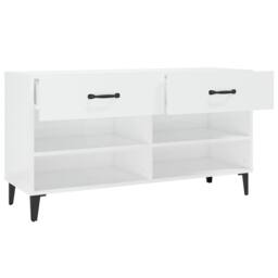 Berkfield Home Shoe Cabinet High Gloss White 102x35x55 cm Engineered Wood - Size: 102 x 35 x 55 cm - thumbnail 8