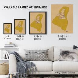 Artery8 Infant Portrait in a Changing Pad Schiele Framed Wall Art Print in Beige - Size: A4 - thumbnail 3