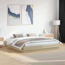 Berkfield Home Durable Bed Frame without Mattress Sonoma Oak 180x200 cm Super King in Light Tan - thumbnail 2