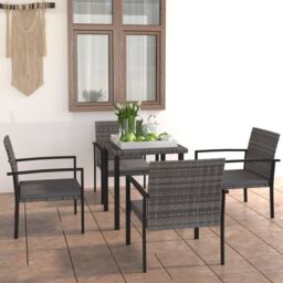Berkfield Home 5 Piece Outdoor Dining Set Poly Rattan Grey