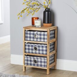 Home Source Wooden Chest 3 Storage Drawers Bedroom Organiser Coastal Style in Brown - thumbnail 3