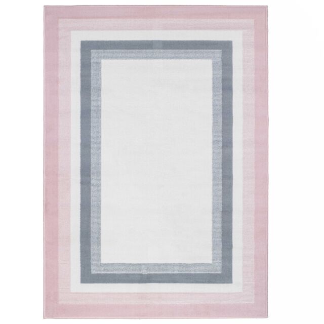 Kukoon Blush Pink Grey Bordered Living Area Rug in Light Pink - Size: 120 cm x 170 cm - image 1