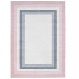 Kukoon Blush Pink Grey Bordered Living Area Rug in Light Pink - Size: 120 cm x 170 cm - thumbnail 1