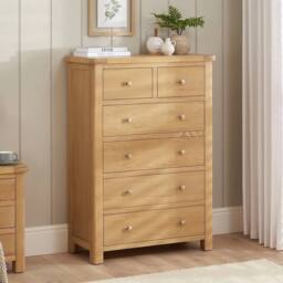 FORGEVIO Chest of Drawers Marbury Oak 2/4 Drawer Large Tall Storage in Light Oak - Size: 0.6m2 - thumbnail 6