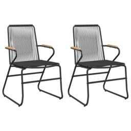 Berkfield Home Garden Chairs 2 pcs Black 58x59x85.5 cm PVC Rattan - thumbnail 2