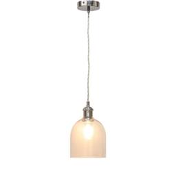 First Choice Lighting Belten - Clear Glass Cloche Chrome Retro Pendant Fitting - thumbnail 2
