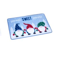 Samuel Alexander 60cm x 40cm Gnome Sweet Gnome Fabric Christmas Doormat in Blue - Size: 60 cm x 40 cm - thumbnail 5