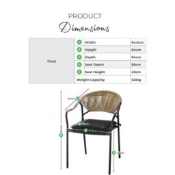 FurnitureboxUK Elba 2 x Rattan Outdoor Dining Chairs in Cream - thumbnail 7