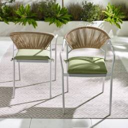 FurnitureboxUK Elba 2 x Rattan Outdoor Dining Chairs in Cream - thumbnail 2
