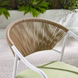 FurnitureboxUK Elba 2 x Rattan Outdoor Dining Chairs in Cream - thumbnail 4